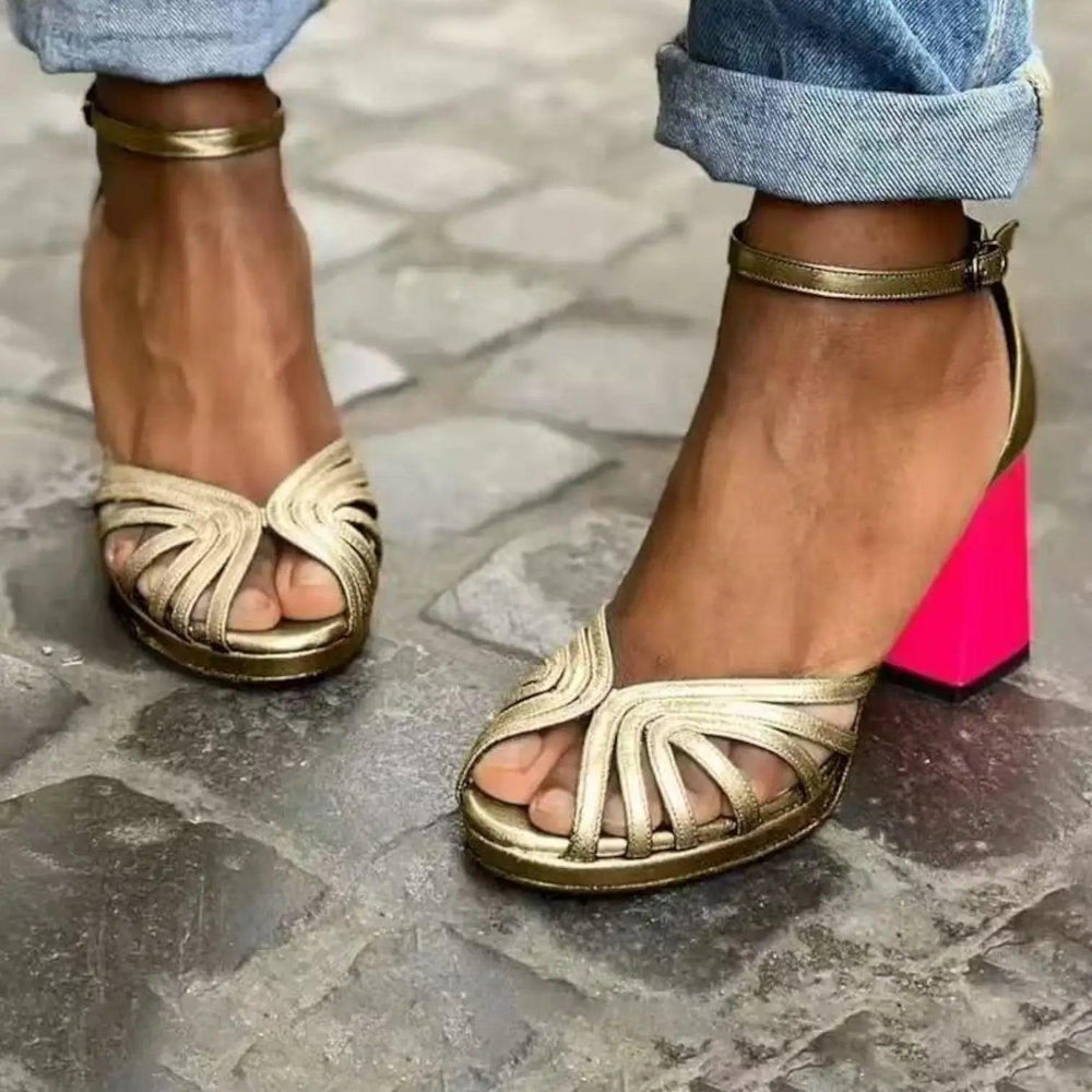 Ankle Strap Heel Sandals-Lunova Fashion