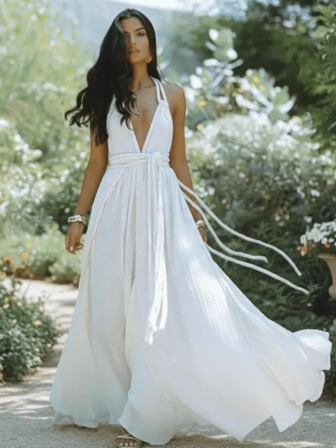 Backless Bandage Maxi Dress-Lunova Fashion