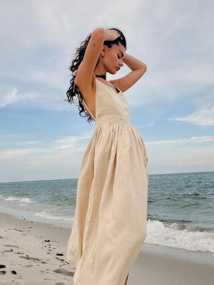 Backless Maxi Dress-Lunova Fashion