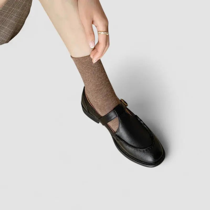 Block Heel Mary Janes-Lunova Fashion