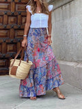 Woman wearing Bohemian Maxi Skirt with flowing | Lunova