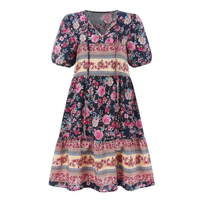 Bohemian Midi Dress-Lunova Fashion