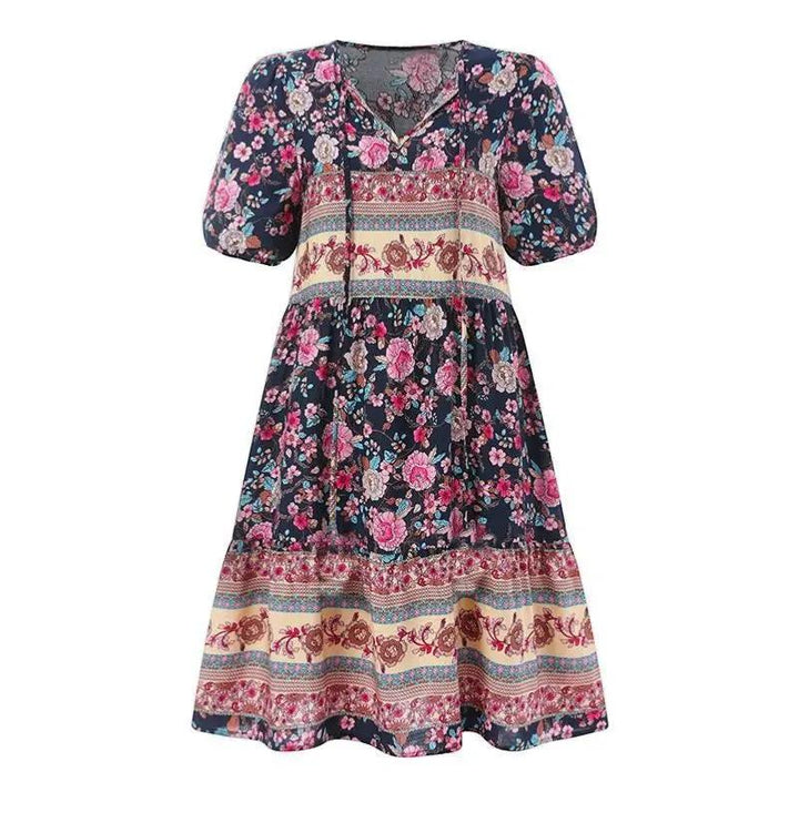 Bohemian Midi Dress-Lunova Fashion