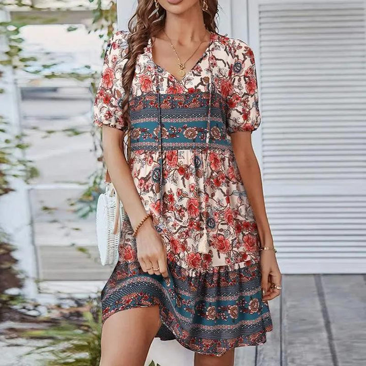 Bohemian Midi Dress-Lunova Fashion