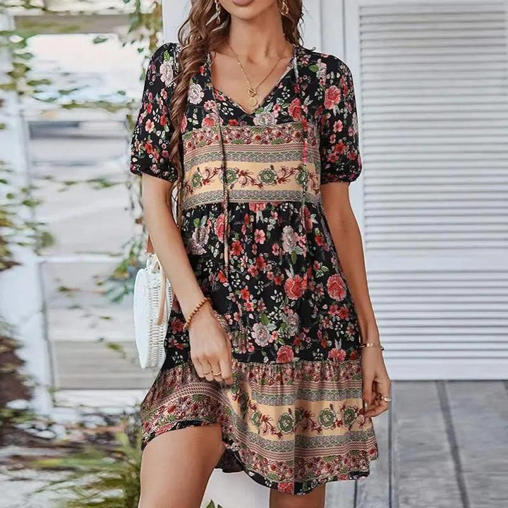 Bohemian Midi Dress-Lunova Fashion