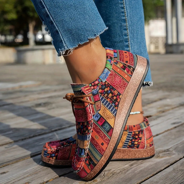 Boho Lace-Up Flats with lace, lace-up — view 2 | Lunova