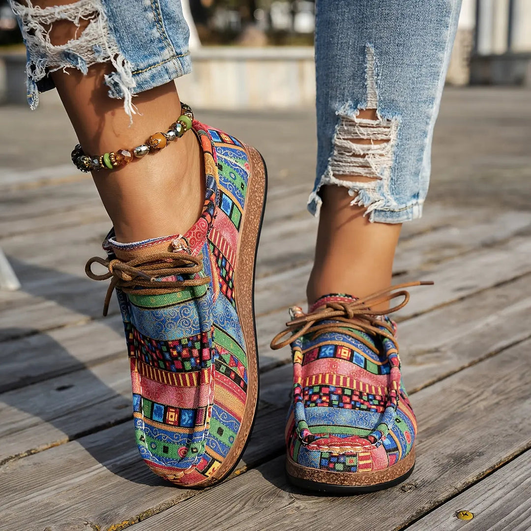 Boho Lace-Up Flats with lace, lace-up — view 3 | Lunova