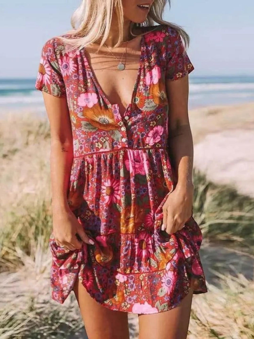 Boho Mini Dress-Lunova Fashion