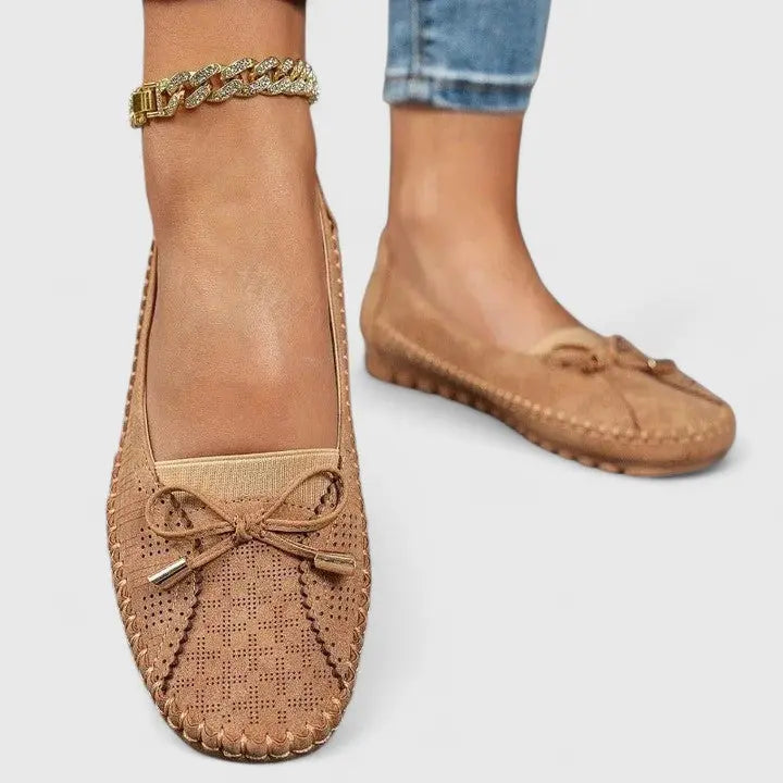 Bow Moccasin Flats-Lunova Fashion