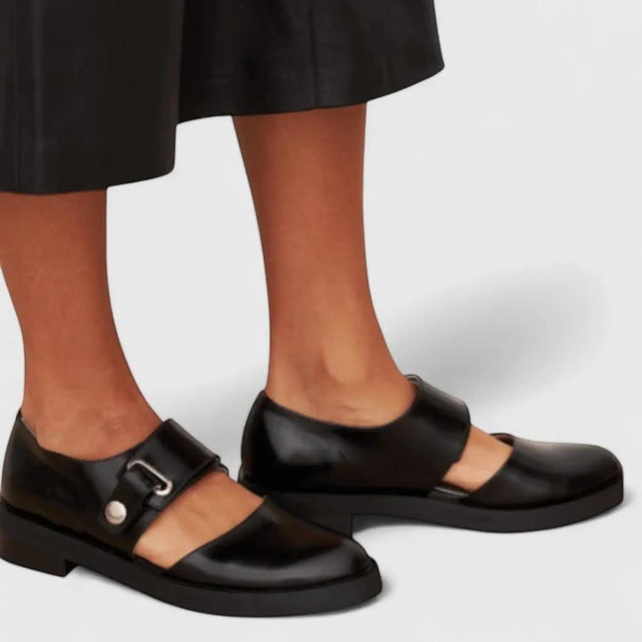 Black Buckle Strap Mary Jane Flats