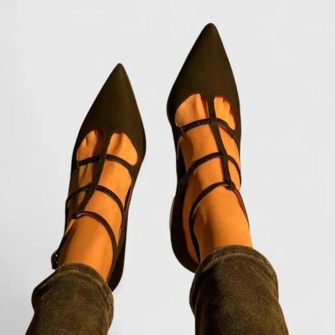 Caged Block Heel Pumps with cushioned, view 6