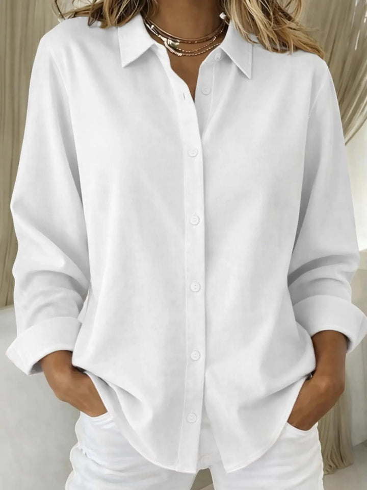 White Casual Button-Up Shirt