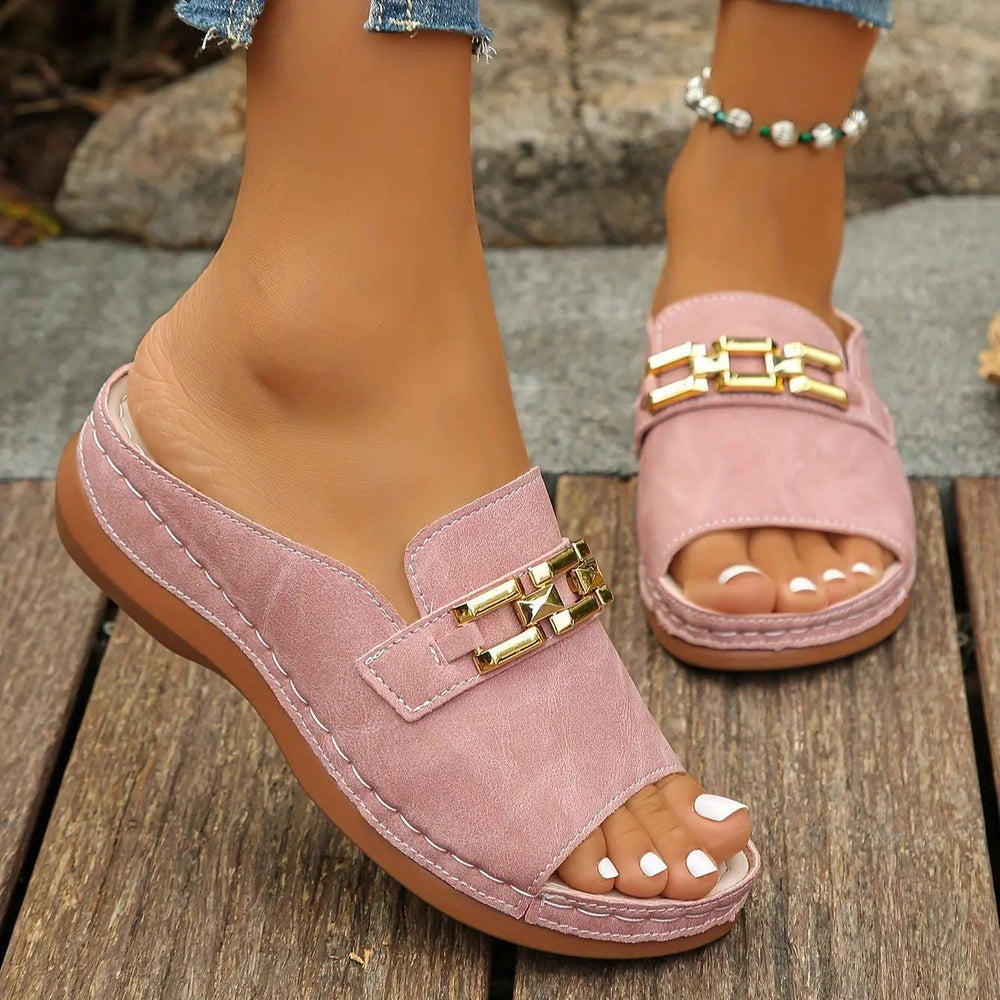 Chain Slide Sandals-Lunova Fashion