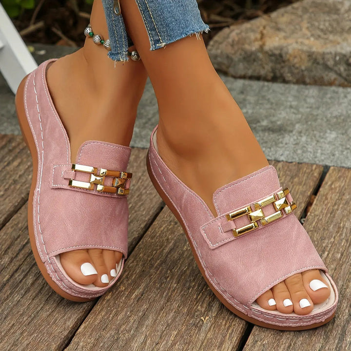 Chain Slide Sandals-Lunova Fashion