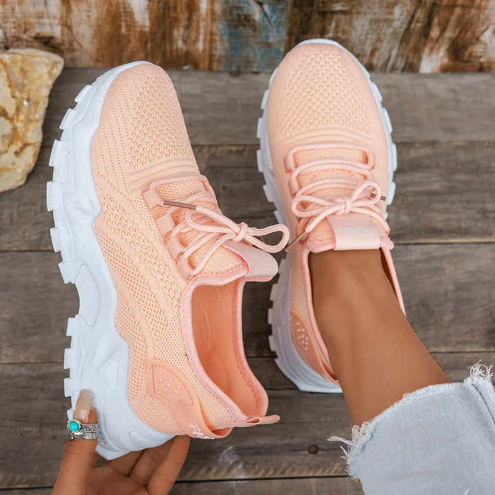Orange Chunky Mesh Trainers with cushioned | Lunova