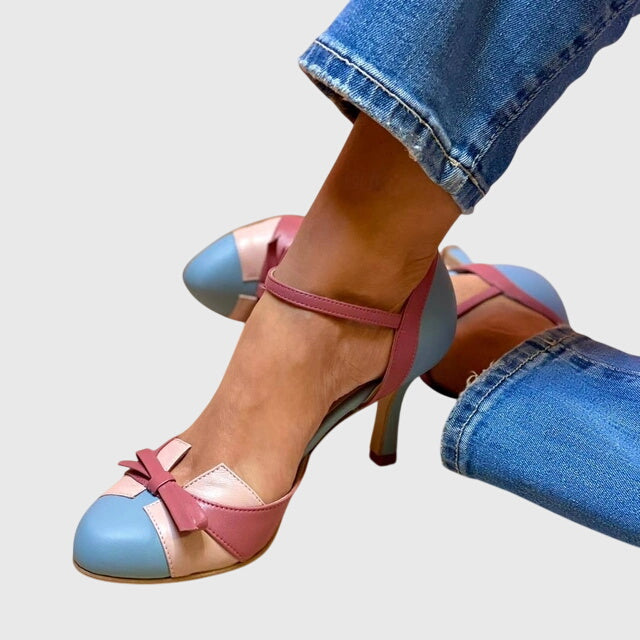 Light Blue Colorblock Bow Heels | Lunova