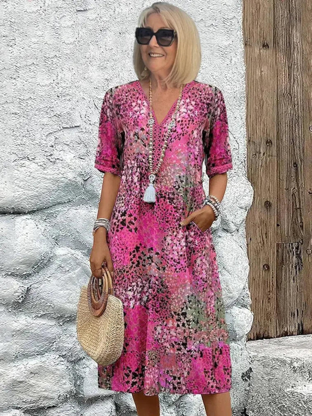 Colourful Midi Dress-Lunova Fashion