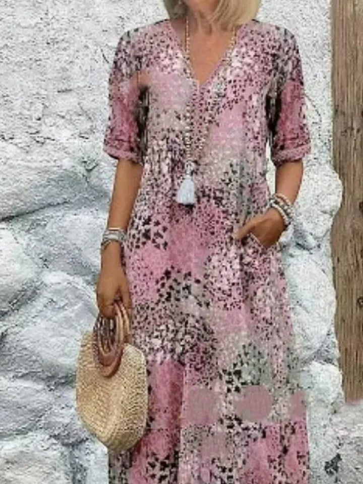 Colourful Midi Dress-Lunova Fashion