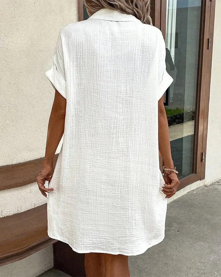 Woman wearing Comfort Midi Dress with relaxed, flowing — view 2 | Lunova