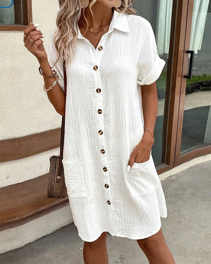 Woman wearing Comfort Midi Dress with relaxed, flowing — view 3 | Lunova