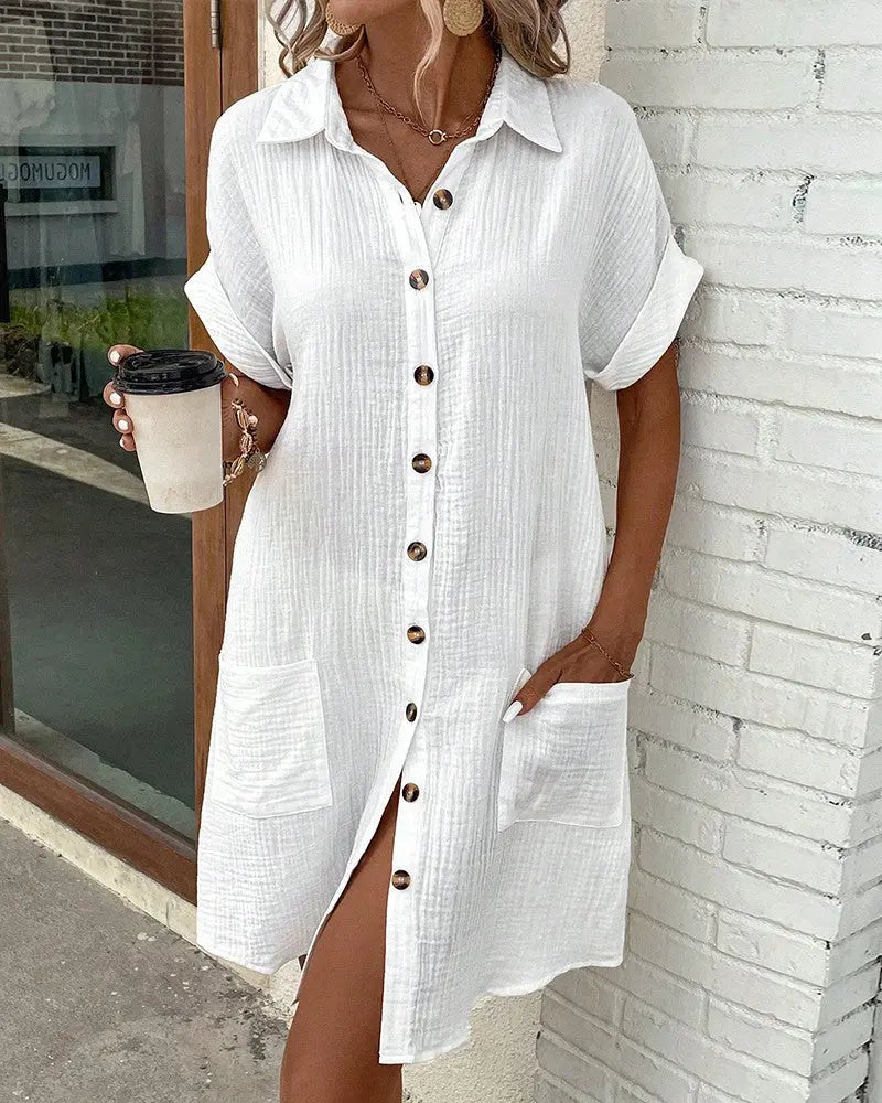 Woman wearing Comfort Midi Dress with relaxed, flowing — view 4 | Lunova