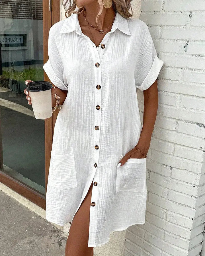Woman wearing Comfort Midi Dress with relaxed, flowing — view 4 | Lunova