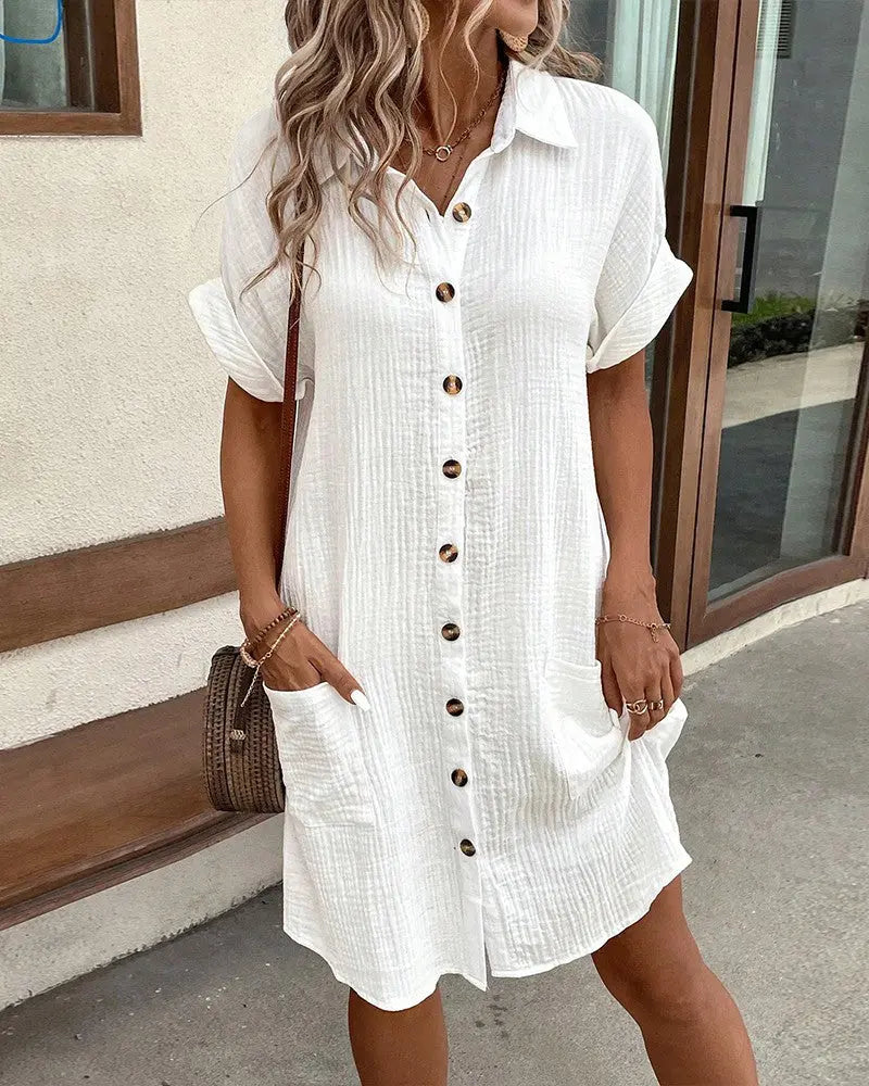 Woman wearing White Comfort Midi Dress with relaxed, flowing | Lunova