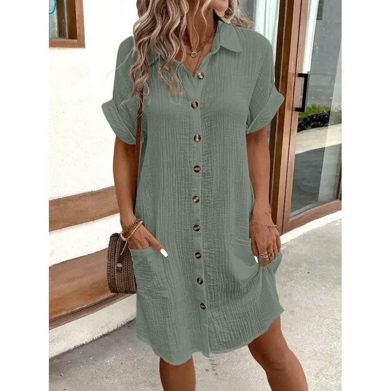 Woman wearing Green Comfort Midi Dress with relaxed, flowing | Lunova
