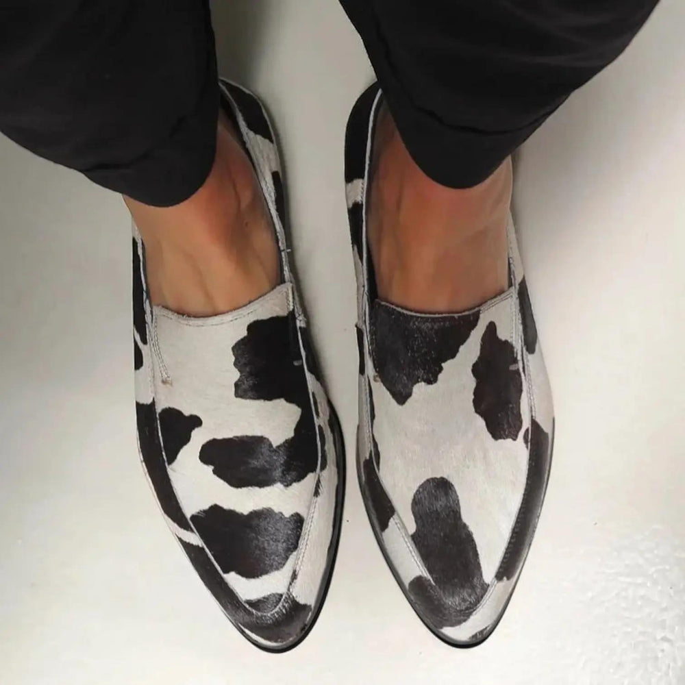 Cow Print Loafers-Lunova Fashion
