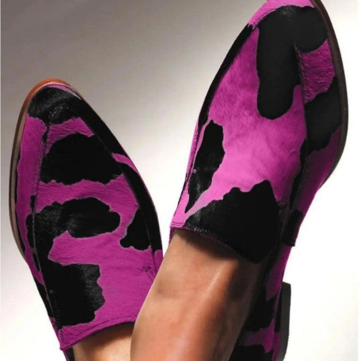 Red Cow Print Loafers