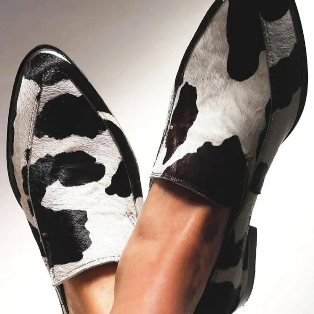 Cow Print Loafers-Lunova Fashion