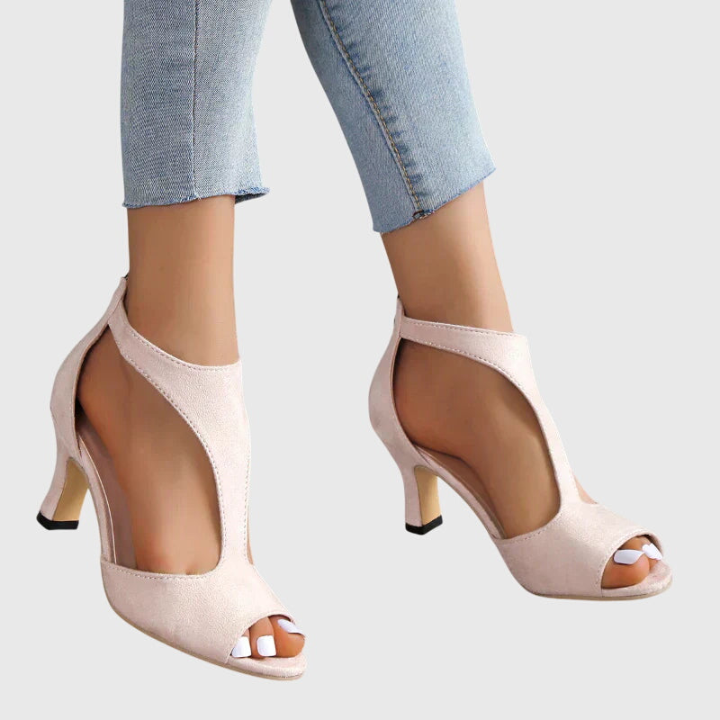 Cutout Heel Sandals-Lunova Fashion