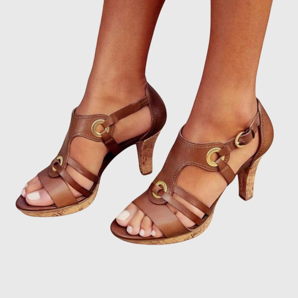 Cutout Heel Sandals-Lunova Fashion