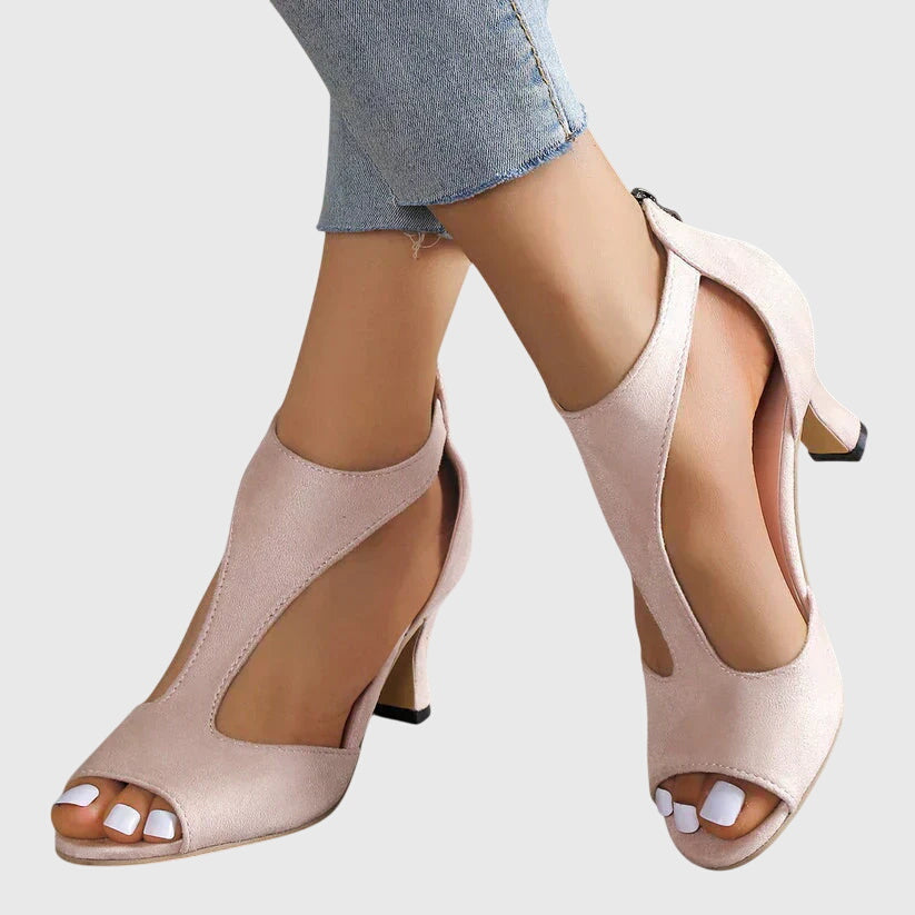 Cutout Heel Sandals-Lunova Fashion