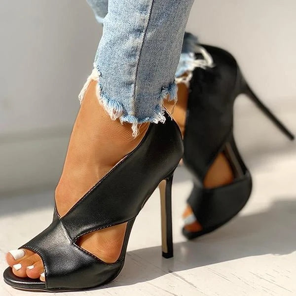 Cutout Stiletto Heels-Lunova Fashion