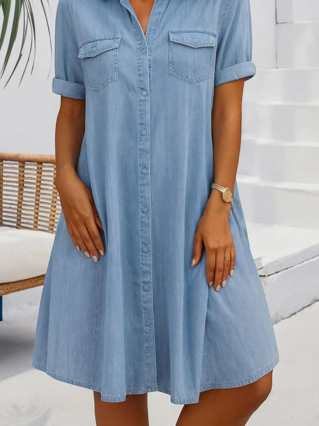 Denim Look Dress-Lunova Fashion