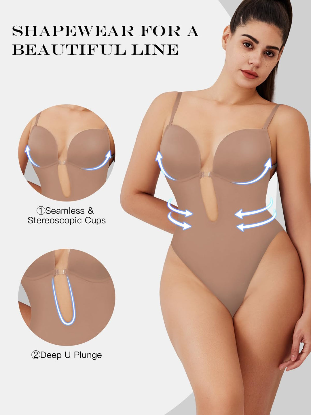 Woman wearing Backless Shapewear Bodysuit — view 4 | Lunova