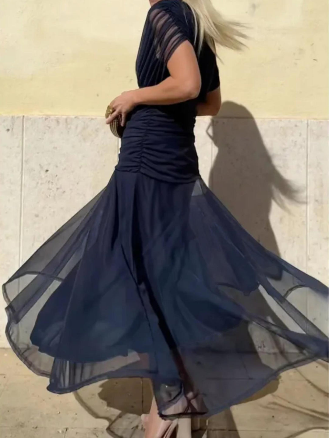 Draped Maxi Dress-Lunova Fashion