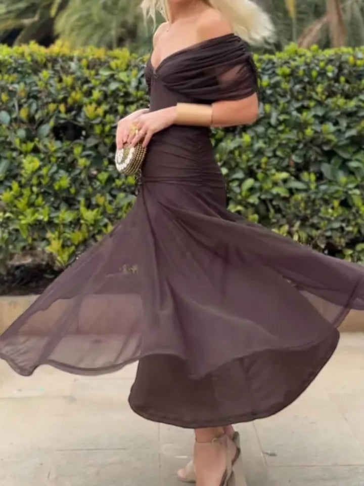 Draped Maxi Dress-Lunova Fashion