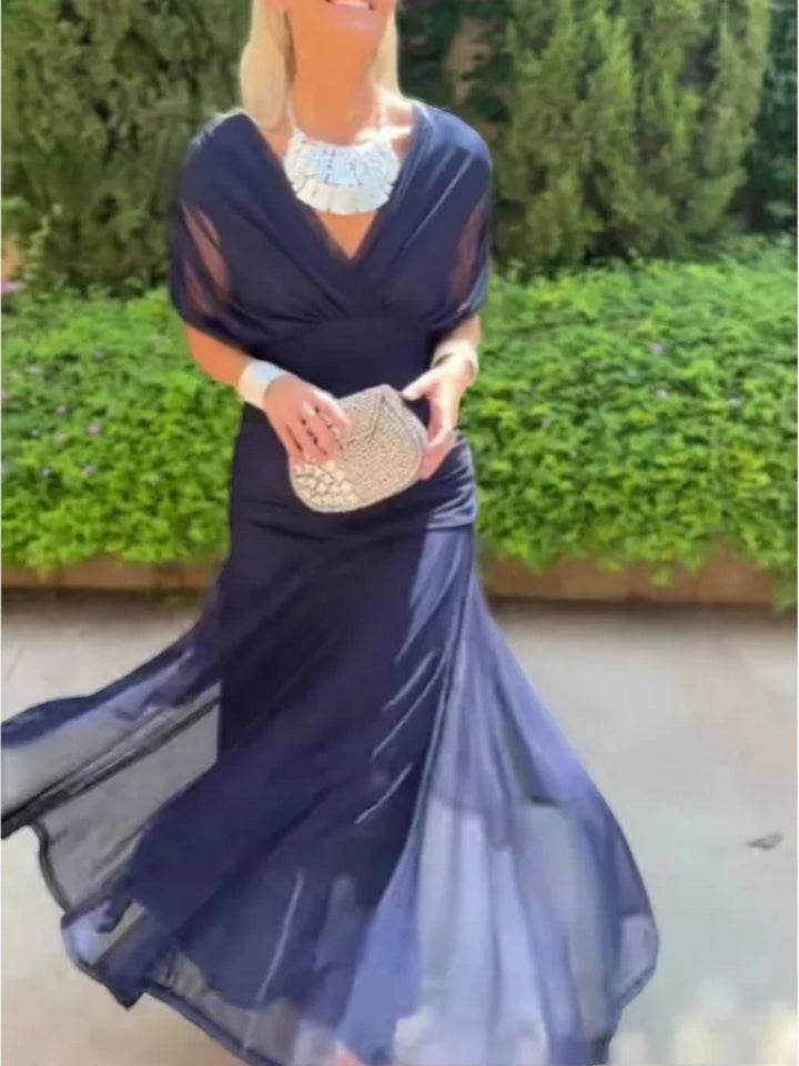 Draped Maxi Dress-Lunova Fashion