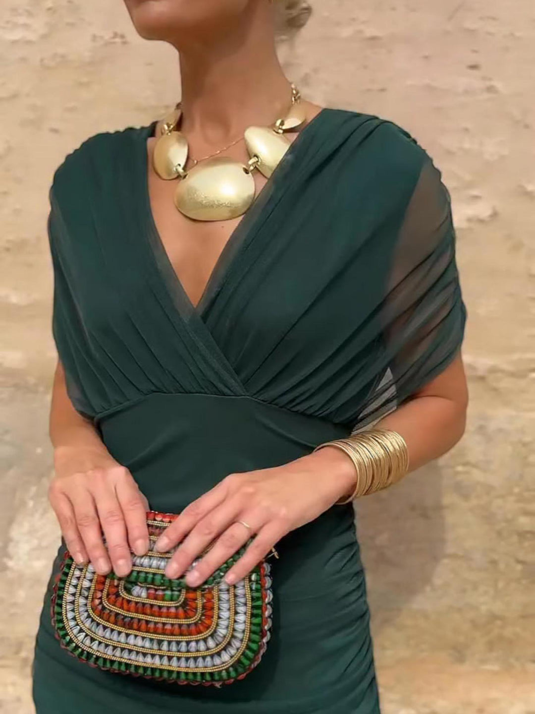 Draped Maxi Dress-Lunova Fashion