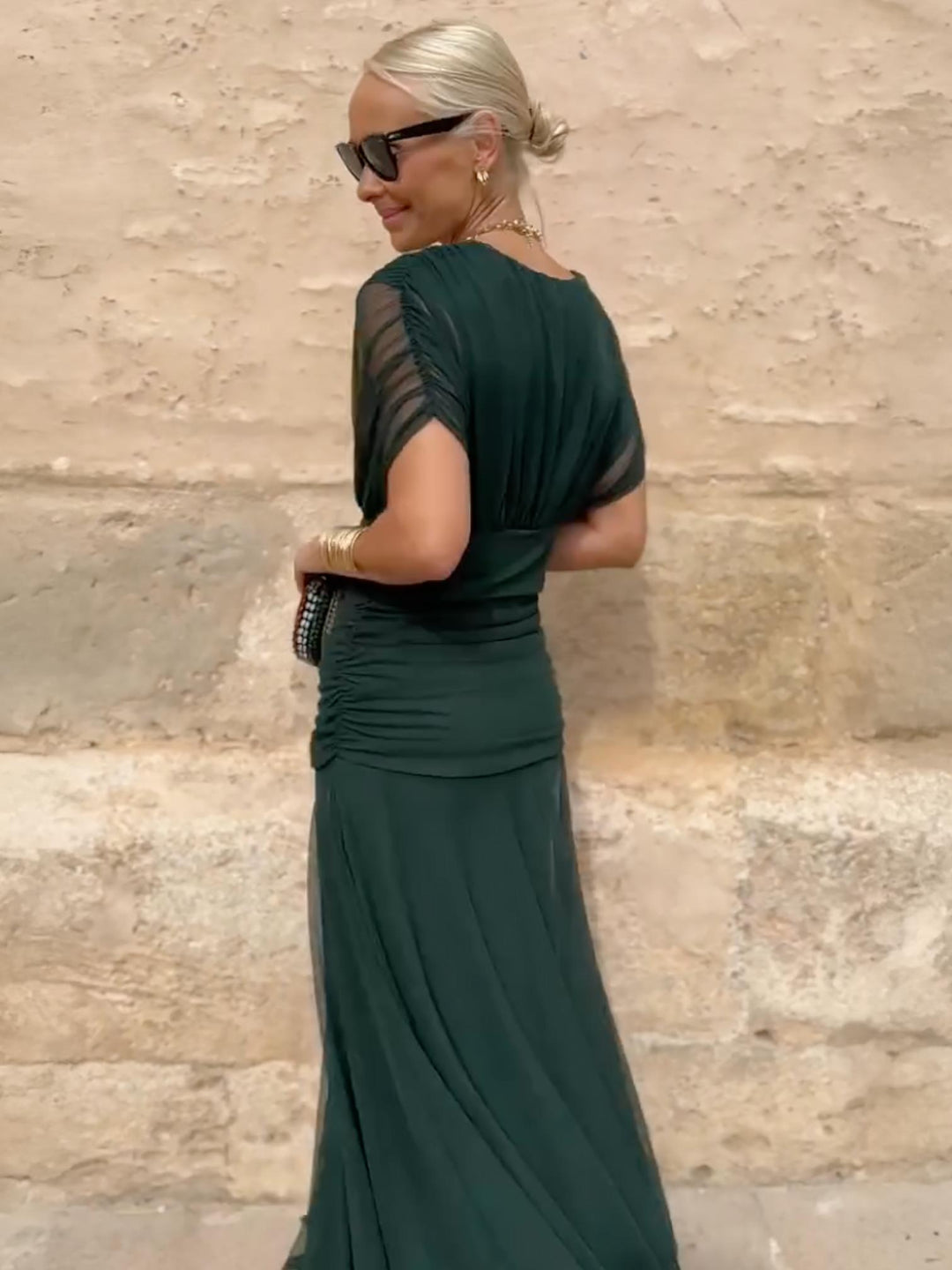 Draped Maxi Dress-Lunova Fashion
