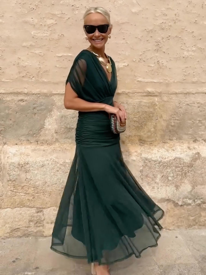 Draped Maxi Dress-Lunova Fashion