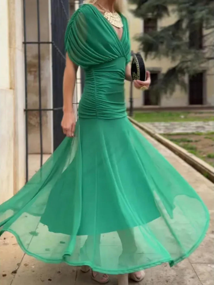 Draped Maxi Dress-Lunova Fashion