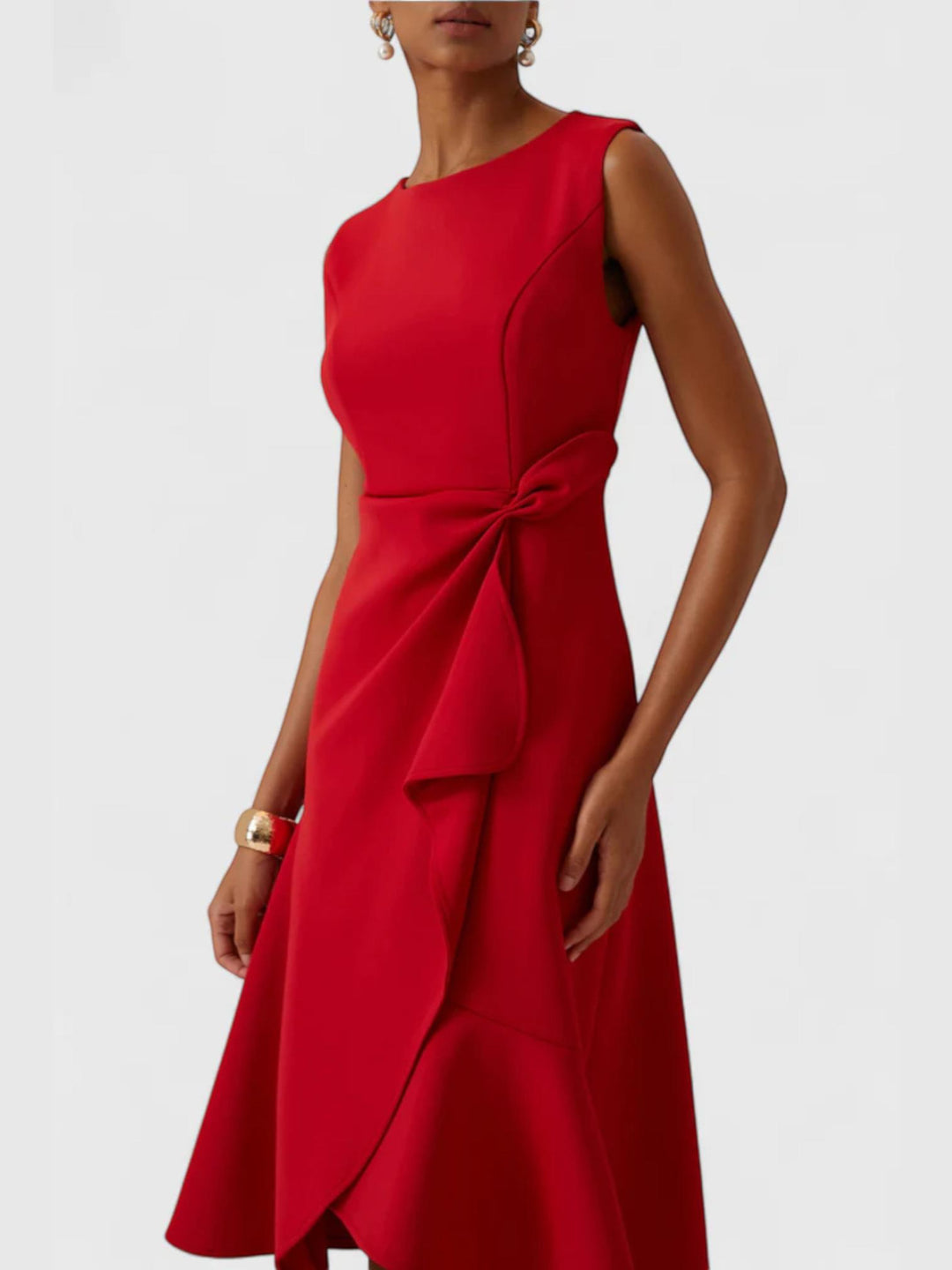 Woman wearing Draped Midi Dress — view 3 | Lunova