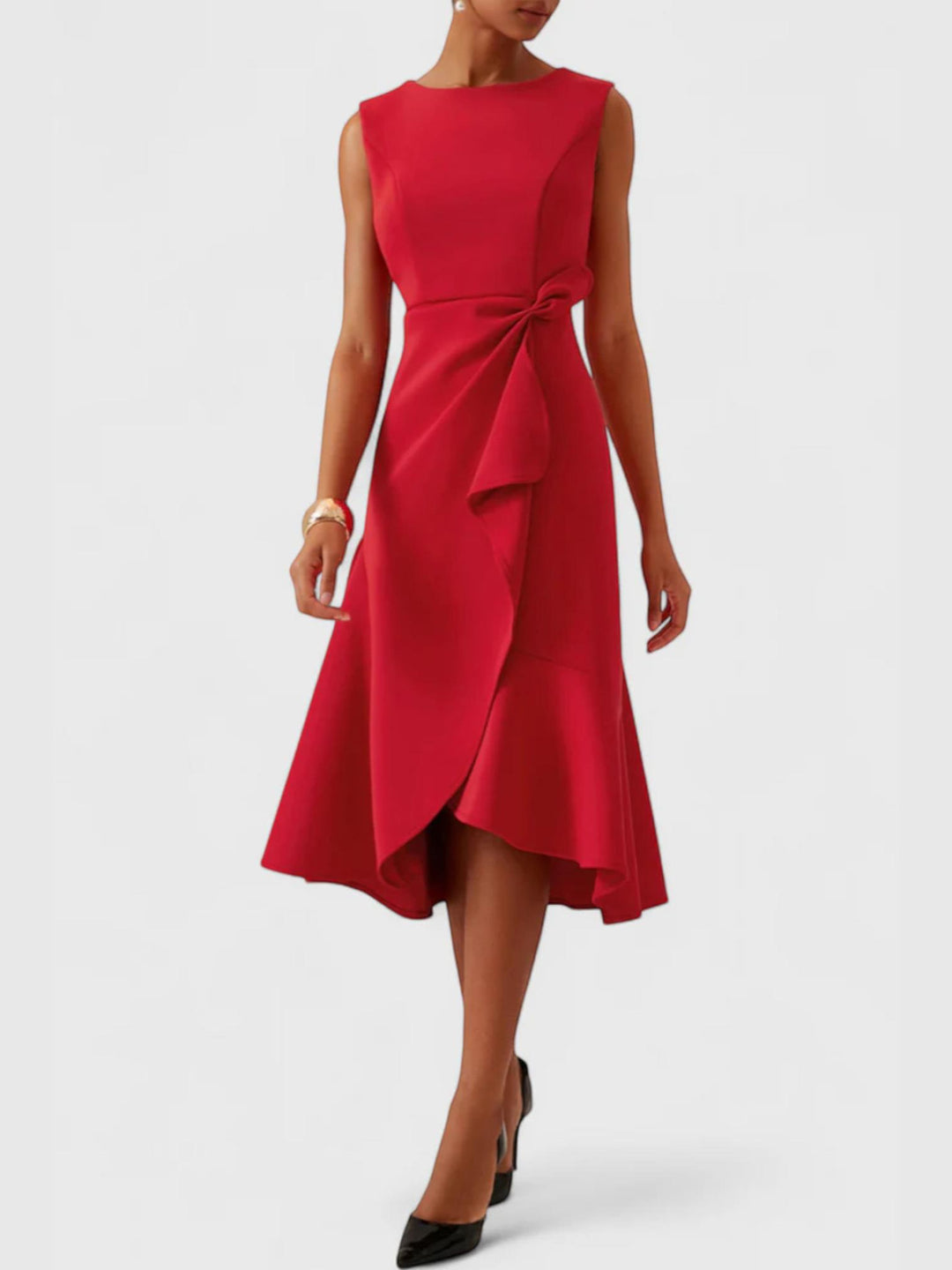 Draped Midi Dress-Lunova Fashion