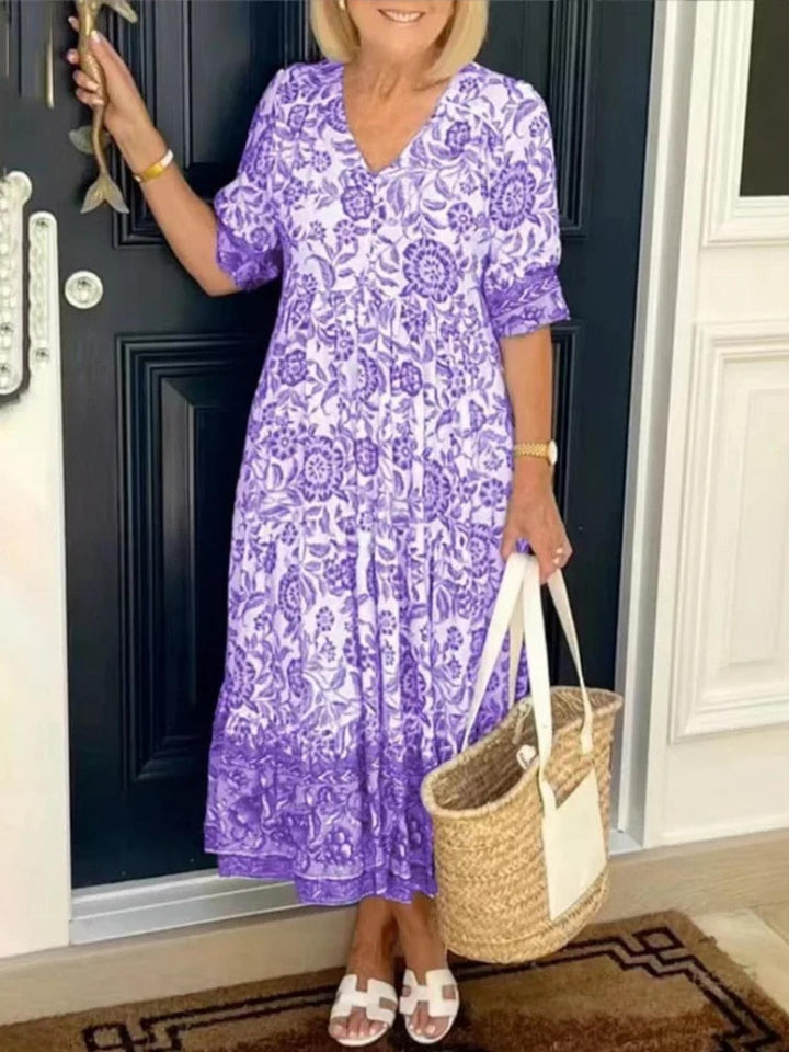 Floral Maxi Dress-Lunova Fashion