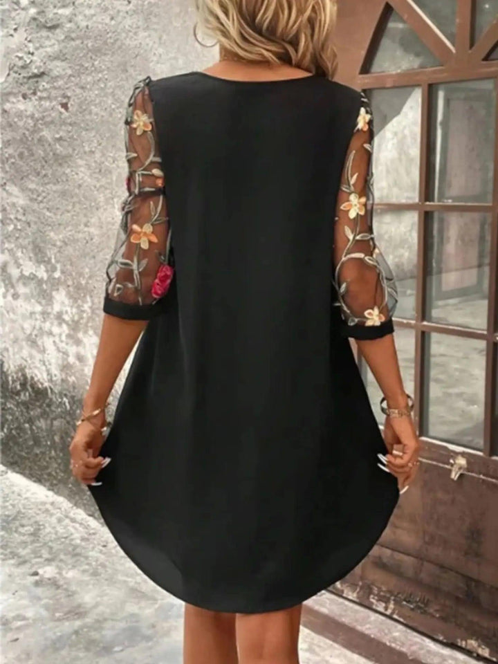 Woman wearing Floral Midi Dress — view 2 | Lunova