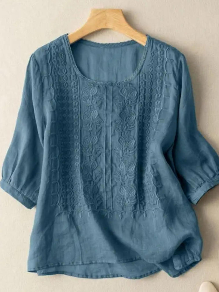 Floral Relaxed Blouse-Lunova Fashion