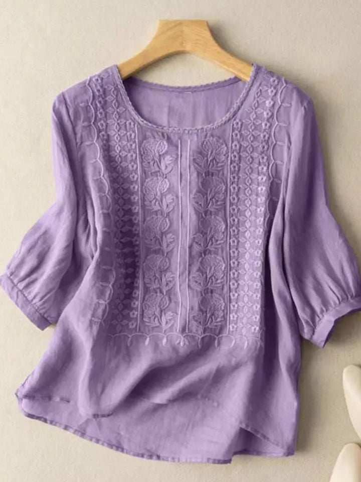 Floral Relaxed Blouse-Lunova Fashion